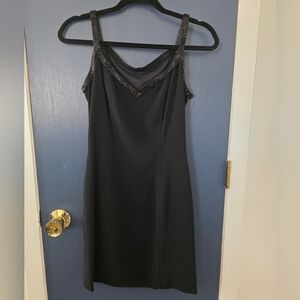 Black Tie Dress with Beaded Straps